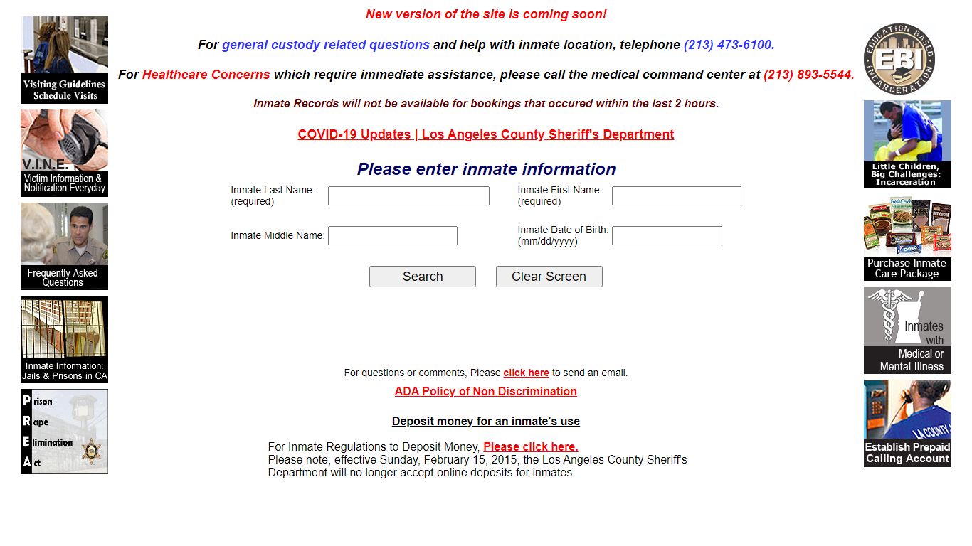 LASD Inmate Information Center - Inmate Search